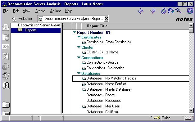 View of the Results database showing items analyzed for each category.