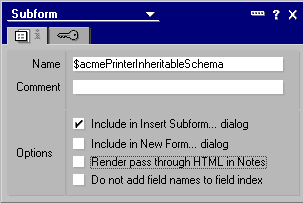 Specify properties for the new subform
