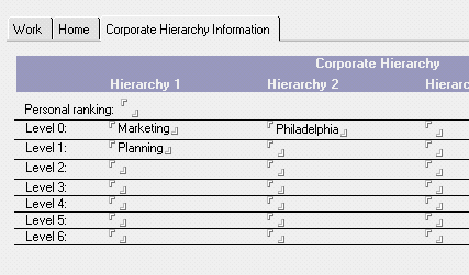 Example of categorizing a user in the corporate hierarchy