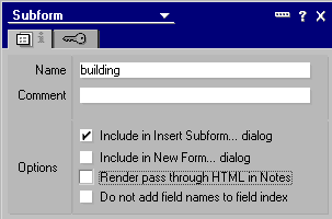 Properties for new subform