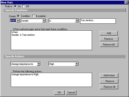 Example of a mail rule