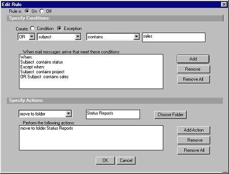 Example of a mail rule
