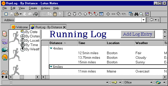 A frameset displayed in the Notes client